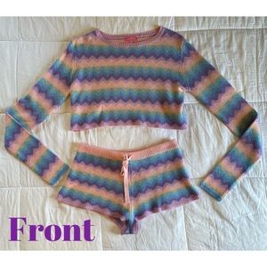 Chevron Knit Crop Top & Short Set